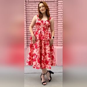 Hutch Pink Floral Peplum Dress
